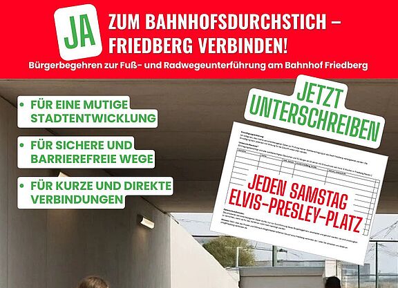Auf dem Flyer ist ein heller Rad- und Fußweg zu sehen. 