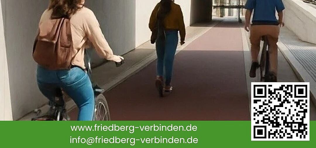 Auf dem Flyer ist ein heller Rad- und Fußweg zu sehen. 